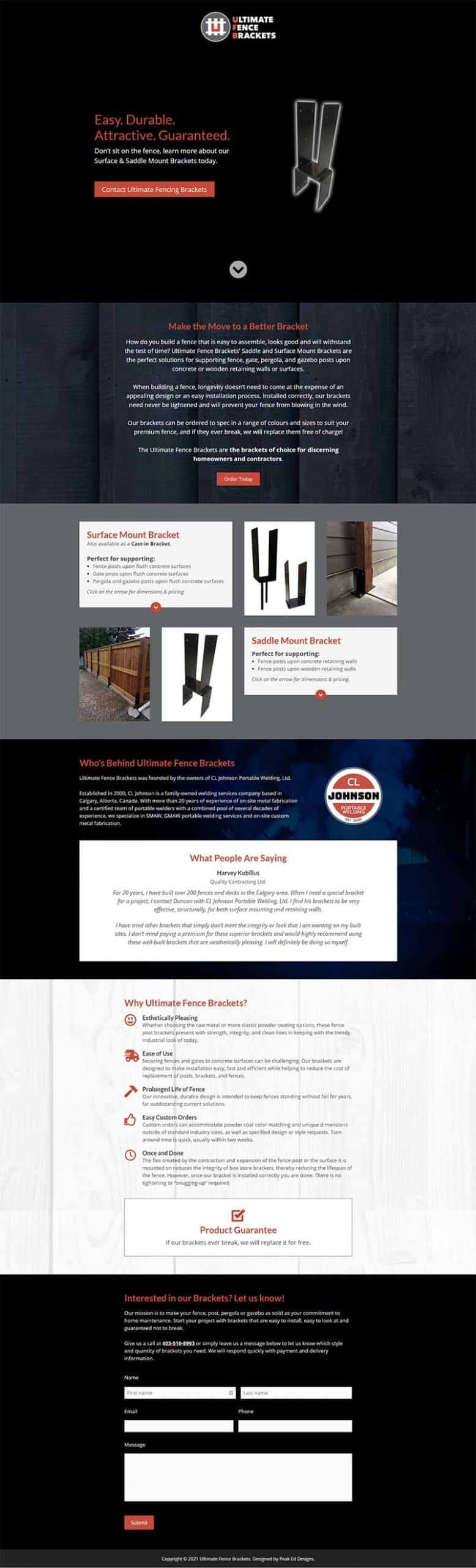 Ultimate Fence Brackets - home page portfolio | Peak Ed Designs