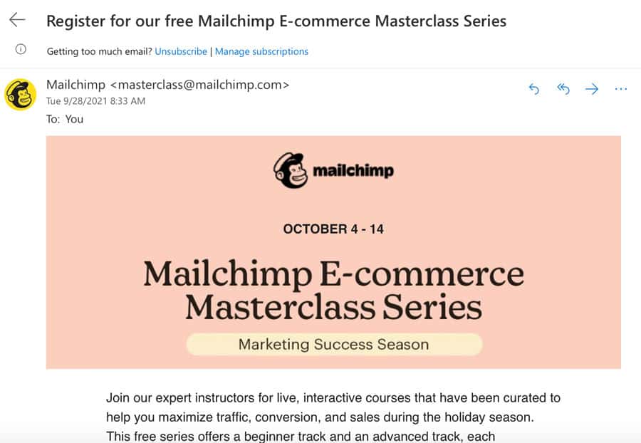 Nurture leads with a lapsed users reminder email - Mailchimp example | Peak Ed Designs