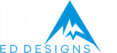 Peak Ed Designs - white company logo