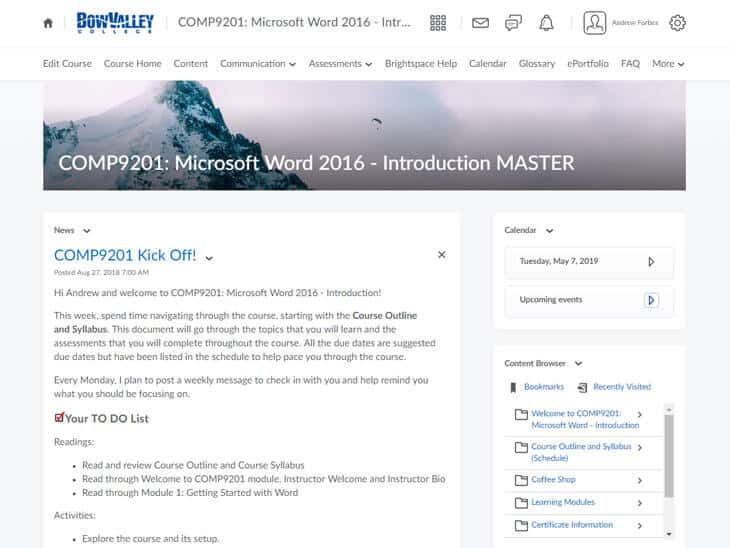 BVC - COMP9201 Microsoft Word 2016 | Peak Ed Design Instructional Design Portfolio