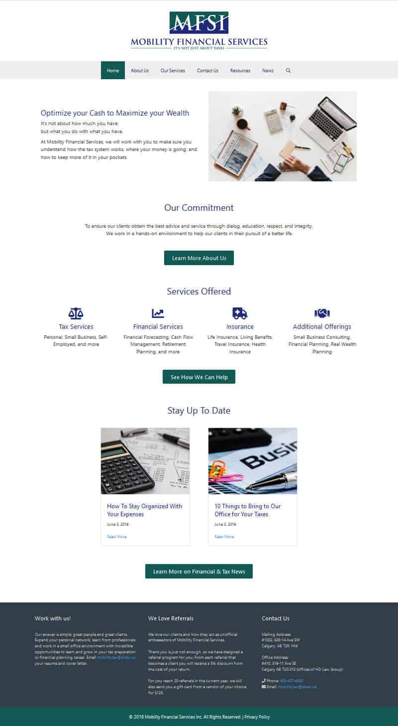 Mobility Financial Services Inc - Portfolio image of their Home page