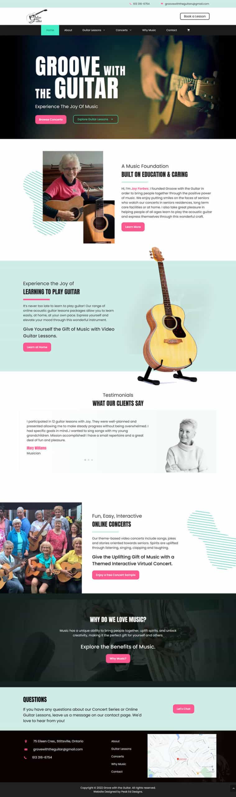 The home page of the new Groove with the Guitar website